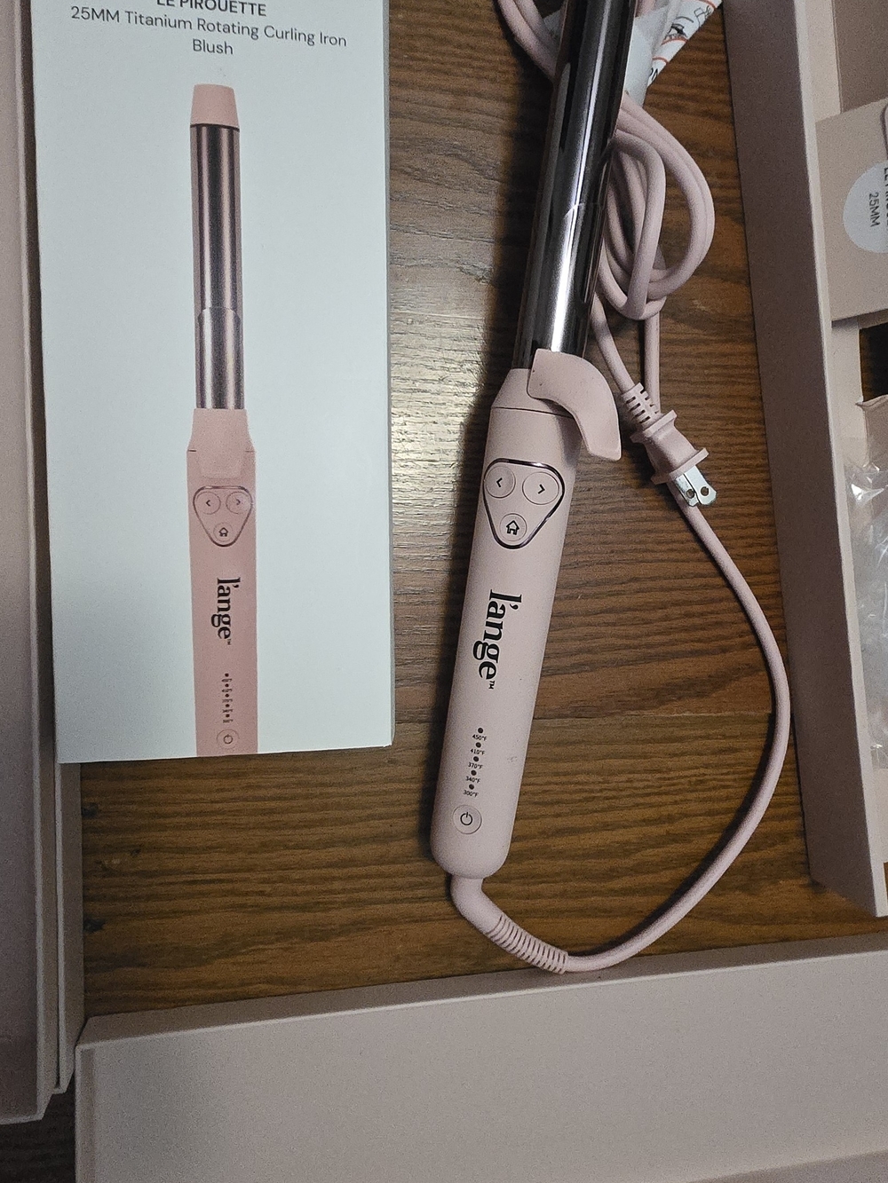 Lange 25mm Titanium Rotating Curling Iron - Blush Pink